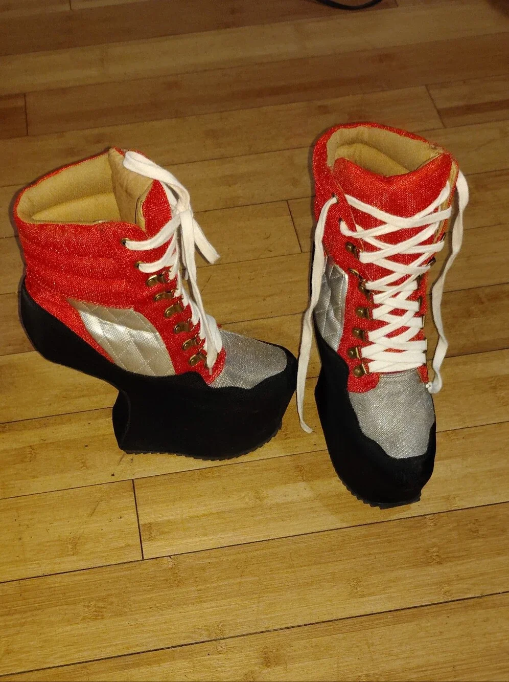 Jeffrey Campbell Vintage Heel Less Platform Lace Up Ankle Boots Sz 10 - Picture 1 of 7